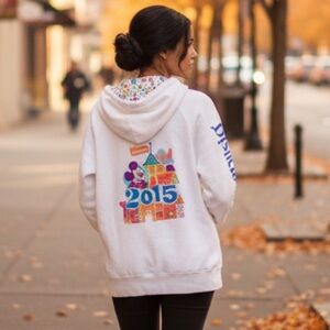 Collector Disney Park Disneyland 2015 zip up hooded hoodie sweatshirt sz Lg
